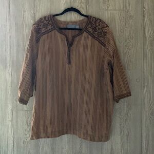 Liz & Me Embroidered Multicolored Neutral Stripe Tunic Size 5X